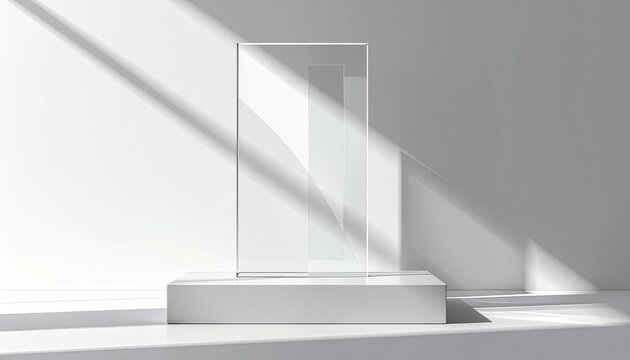 Modern architecture 3d render of an empty room featuring a blank white wall and window for interior gallery exhibition and business advertising design space