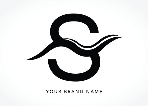 S Monogram Letter Logo Design with Abstract Water Wave Lettermark Vector for Modern Luxury Business Branding
