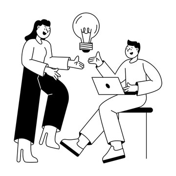 A Glyph style illustration showing creative brainstorming