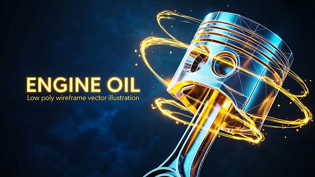 Engine oil concept with piston illustration representing lubrication and automotive performance
