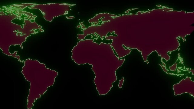 Connection Blue World Map Loop. This animated World map with visual effects and flying glowing connections in different places on the map.