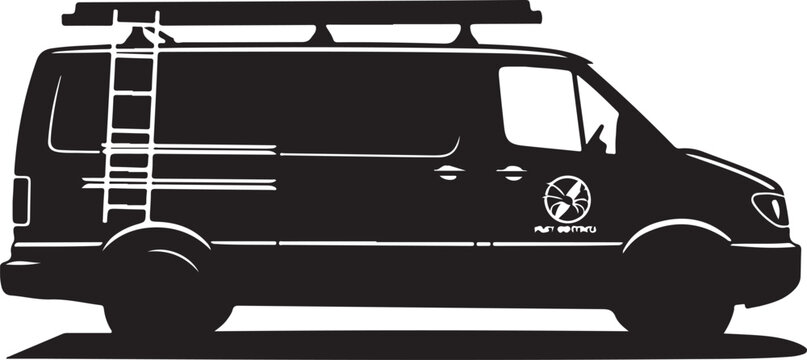 Black van, cargo van, camper van, silhouette, vehicle icon