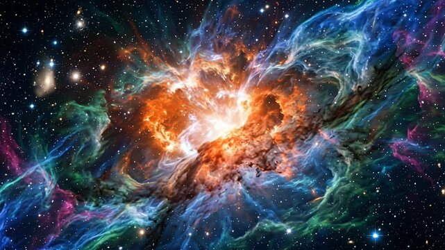 colorful nebula in space with glowing gas clouds and stars