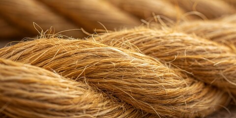 Fototapeta premium Extreme Close Up of Raw Jute Fibers with Natural Texture Detail
