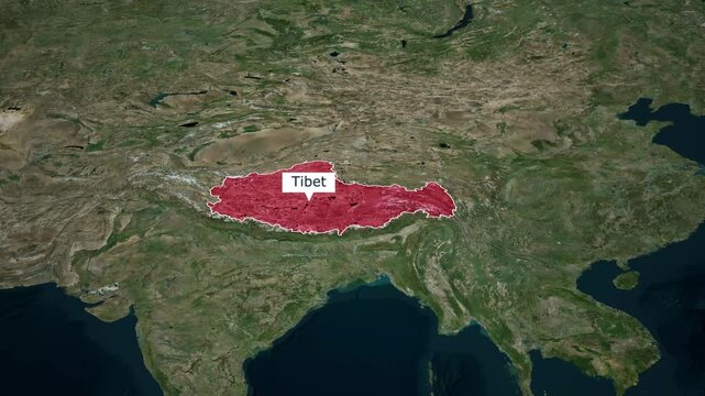Satellite View Zooming into Highlighted Tibet Region
