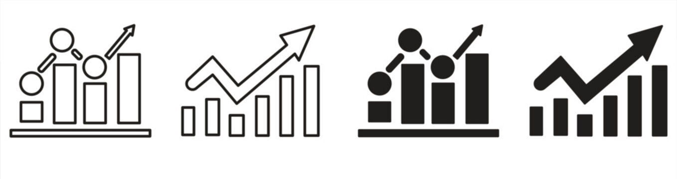 Growth chart icon, business chart with arrows, growth chart, profit growth, growth success, increase chart, vector illustration.

