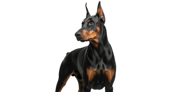 doberman pinscher on white background