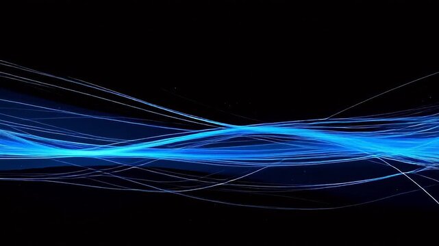 Abstract blue light waves on black