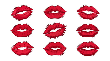 Fototapeta premium Captivating Collection of Bold Red Lip Illustrations A Symphony of Sensual Expressions