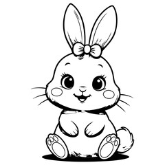 Obraz premium Sweet bunny with bow sitting happily
