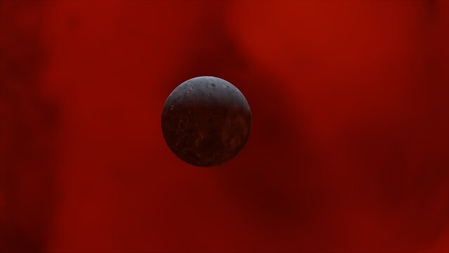  Planet mars with it moons Phobos. 3d illustration