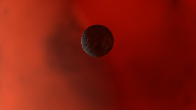  Planet mars with it moons Phobos. 3d illustration