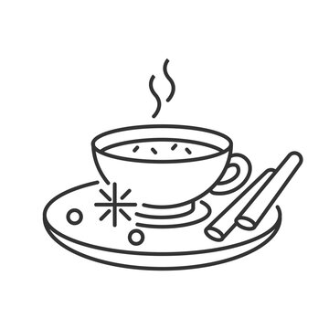 Masala chai pixel perfect linear icon. Indian tea with spices and herbs. Traditional drink. Thin line customizable illustration. Contour symbol. Vector isolated outline drawing. Editable stroke