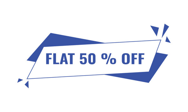 Flat Fifty Percent Off Promotional Banner Vector For Retail Marketing