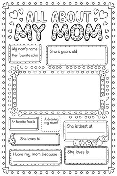 Mothers Day coloring page for kids about their moms  fun family activity sheet