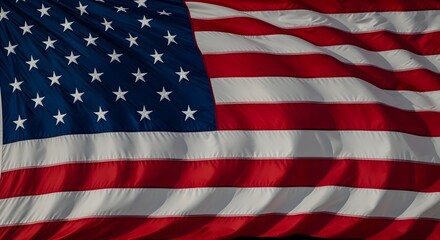 Obraz premium Waving american flag with realistic fabric texture, high resolution usa flag background for national holidays and patriotic events