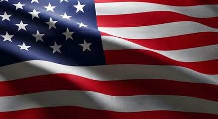 Fototapeta premium Closeup of a waving american flag with textured fabric