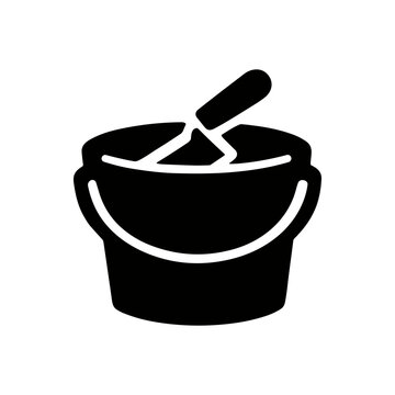 Mortar bucket masonry solid black icon vector illustration