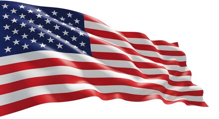 Fototapeta premium Waving american flag isolated on white background