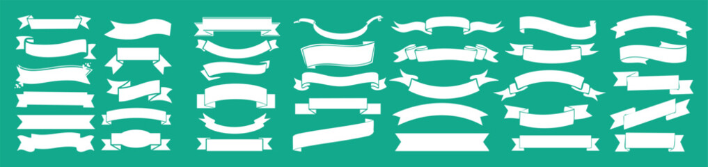 Fototapeta premium Hand drawn ribbon banner set vector scroll labels for logo and branding design