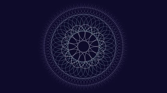 Premium 4K seamless loop of Anahata mandala sacred geometry featuring hypnotic breathing recursive spirograph loops in an ethereal void. Ideal for VJ sets, trance visuals, meditation, and yoga studios