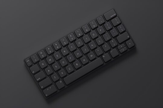 Black computer keyboard with white keys, top-down view