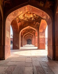 Fototapeta premium Arched hallway recedes into distance