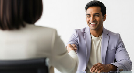 Obraz premium happy young indian business people working together at office