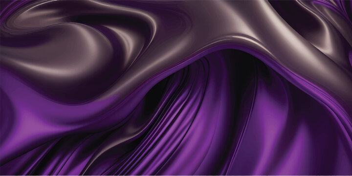 Luxurious flowing purple and violet silk fabric creates a smooth satin background with soft waves of light on a deep pink and blue textile texture for a professional wallpaper backdrop design