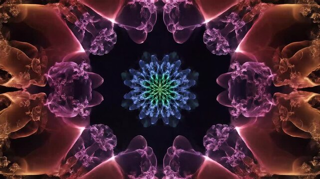 Mesmerizing Abstract Mandala Flower Bloom Animation with Vibrant Colors.