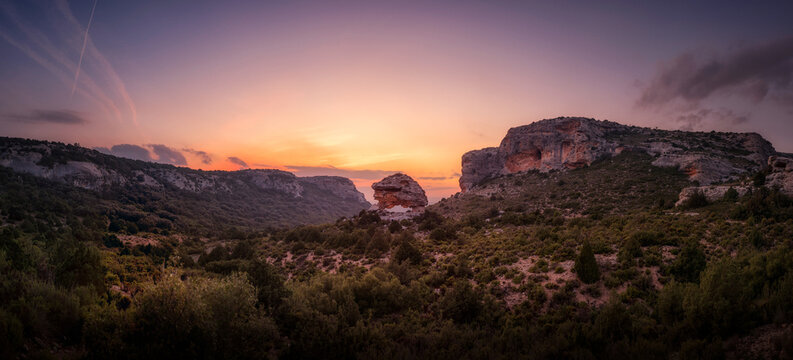 Stunning Sunset View of Ancient Iberian Landscape with Stone Arch