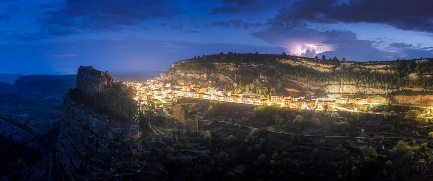 Dramatic Weather Scene - Thunderstorm and Lightning Over Alpuente