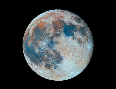 Full Moon with Highly Detailed Lunar Craters and Surface Texture