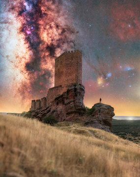 Astrophotography of Zafra Castle with Majestic Milky Way