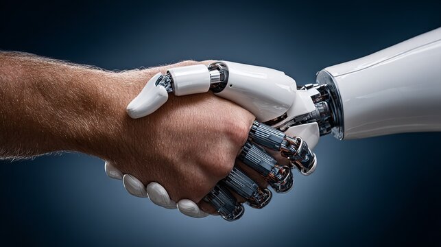 Human and Robot Handshake Symbolizing Collaboration