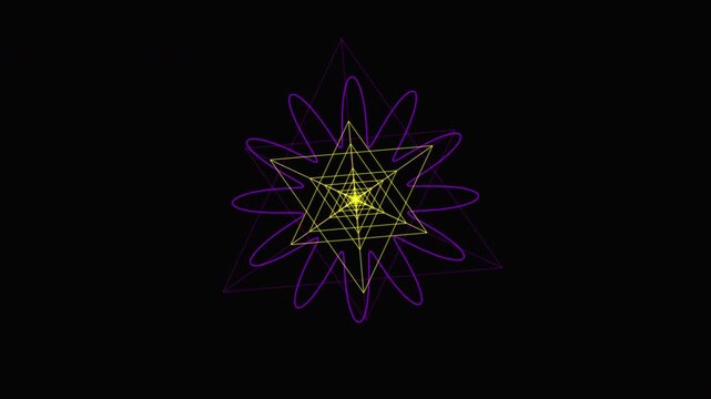 Premium 4K seamless loop of Sahasrara Crown Chakra recursive Merkaba sacred geometry phase shifting in a deep void. Ideal for VJ sets, trance festival visuals, meditation apps, and yoga studios.