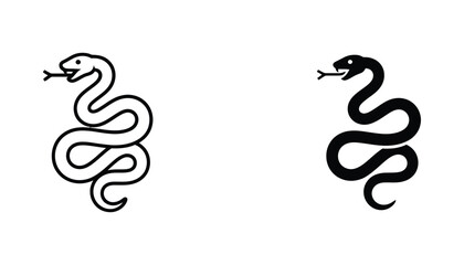 Obraz premium Slithering snake animal icon set in outline and solid black silhouette styles for wildlife and nature graphic design projects