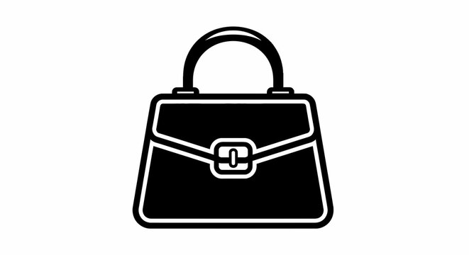 Black Handbag with White Outline Handle.