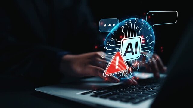 AI interface showing prompt error warning and system alert. AI prompt failure can lead to incorrect output or hallucination. Managing AI prompt error is crucial in safe AI deployment. Elide