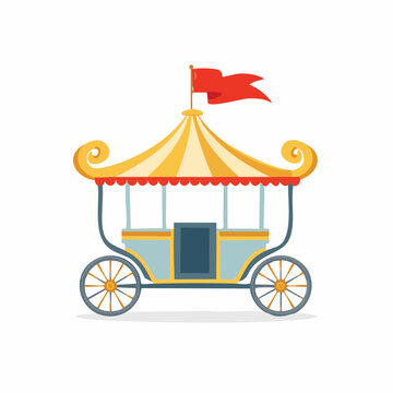 Vintage Circus Wagon with Red Flag