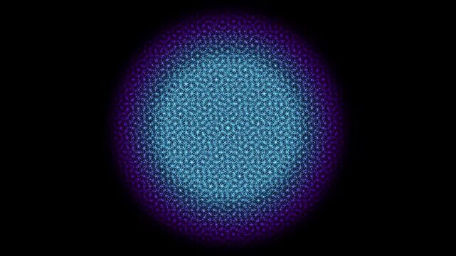 Premium 4K seamless loop of Flower of Life Vishuddha sacred geometry vibrating with cymatic Moire patterns in a deep cinematic void. Ideal for VJ sets, trance visuals, meditation apps, and yoga studio
