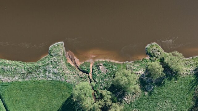 Elbe bei Wittenberg. Vogelperspektive. 