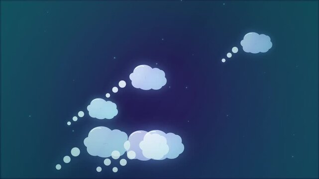 Five Golden Rating Stars Transitioning Into Animated Thought Bubbles