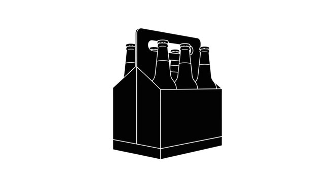 Six pack carrier silhouette black outline on white background