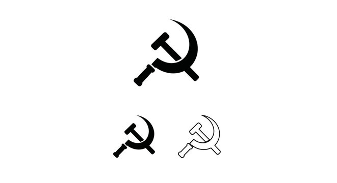 Hammer and sickle symbol black silhouette on white background