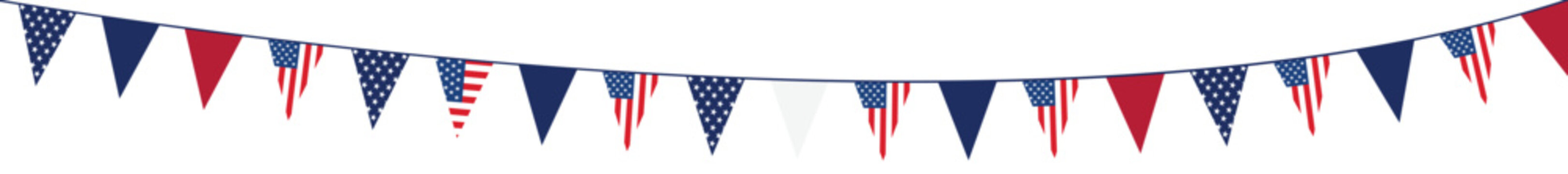 New usa bunting flag pennant banner garland set vector illustration for independence day festive patriotic celebration