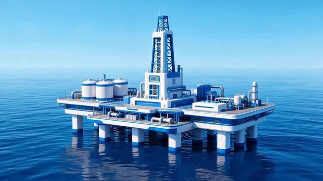 Offshore oil rig in ocean