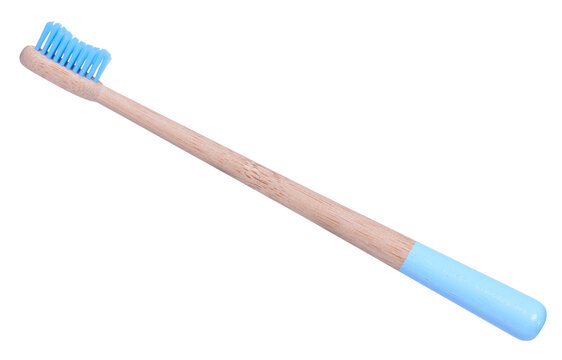 blue wooden toothbrush isolated