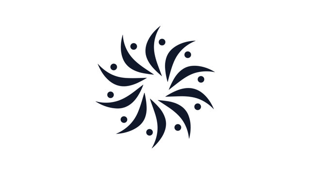 Stylized circular emblem with human figures in motion represents community and unity on a clean white background.