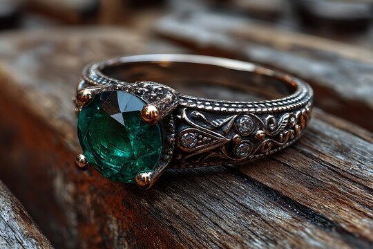 intricate silver ring with red stone high resolution picture